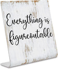 Everything is Figureoutable Sign, Inspirational Gift for Woman, Men, Workers, Friends,Motivational Desk Sign Decorations for Home Office Desk Bar Cubicle Table Shelf Plaque Sign Decor dksg15