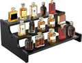 Wooden Cologne Organizer for Men, Perfume Organizer Stand, Cologne Stand with Anti-Slip Washers, Wooden Display Risers Stand for Dessert, Cupcake, Display Shelf Riser Stand for Decoration Makeup Black, 3-tier-13.8in