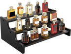 Wooden Cologne Organizer for Men, Perfume Organizer Stand, Cologne Stand with Anti-Slip Washers, Wooden Display Risers Stand for Dessert, Cupcake, Display Shelf Riser Stand for Decoration Makeup Black, 3-tier-13.8in