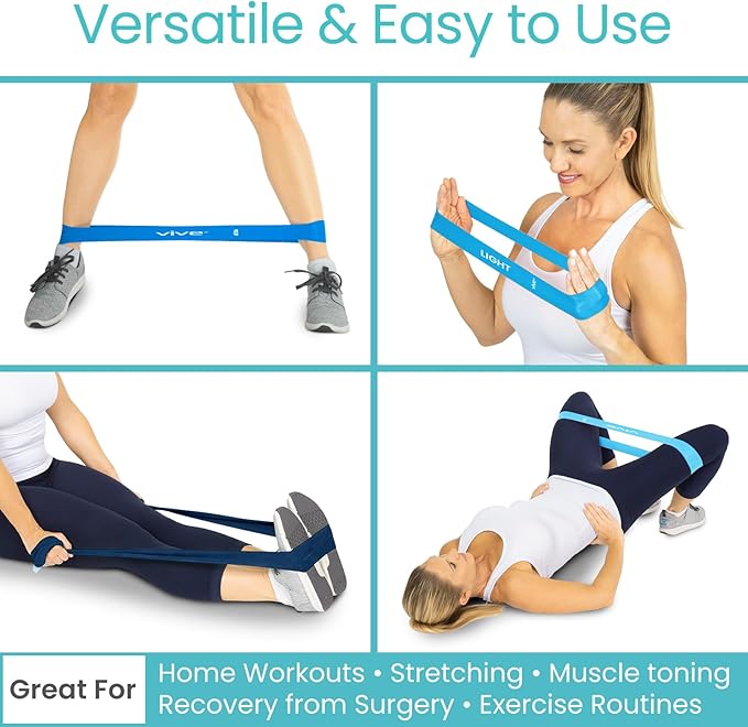 Vive Resistance Bands for Working Out (5 Pack) - Exercise & Workout Resistance Kit - Stretch, Elastic Loop Bands for Physical Therapy, Pilates, Yoga & Gym, for Men & Women