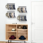 Mkono Hat Rack for Wall Hat Storage Organizer for 40 Baseball Caps, Modern Metal Closet Hat Hooks, Wall Mount Ball Caps Holder Organizer for Bedroom Entryroom Closet Organization, Set of 4, Black