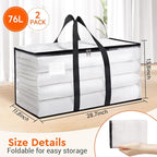 BlissTotes Moving Bags, 76L 2-Pack Storage Bags, Moving Box Heavy Duty Extra Large, Moving Totes with Zipper, Reinforced Handles Boxes for Packaging Moving, Decorative Wreath Storage