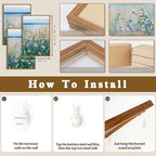 Extra Large Blue Floral Wall Art Framed Wildflower Artwork Blue Floral Wall Pictures Wildflowers Wall Decor for Living Room Bedroom Bathroom Office Blue Flowers Bloom Painting by The Seaside 24x36 Inches Set of 3