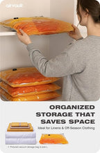 AirVault Vacuum Storage Bags for Travel & Home - Space Saver Compression Packing Bags Set for Clothes, Blankets & Seasonal Storage, Small (4), Medium (8), Large (8) (Orange,20-Pack Combo)