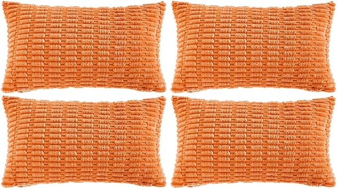 Fancy Homi 4 Packs Decorative Throw Pillow Covers for Living Room Couch Bed, Modern Farmhouse Boho Home Décor Accent Cushion Case, 24" x 16", Orange