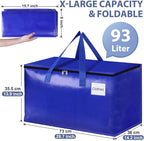 StorageRight Moving Bags-Heavy Duty Moving Boxes, Storage Totes with Zipper, Reinforced Handles and Tag Pocket-Collapsible Moving Supplies for moving, Storage and Travel 93L(Four Colors-8 Pack)