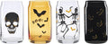 Oneida Barware, Vintro Halloween Can Cooler Glasses, Set of 4, Dishwasher Safe, Made of Glass, Spooky Drinking Glasses Set, Halloween Decor Indoor, Skeletons and Bats Design (4 Piece, 16 Oz Capacity)