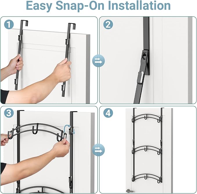 AOODA Space Saving Over the Door Hat Rack for Baseball Caps, Holds up to 27 Caps Metal Hat Organizer with 9 Hooks, Hanging Hat Holder Hanger for Closet, Bedroom (Black)