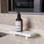 Natural Marble tray pedestal stand, Soap Dispenser Holder, Modern Marble Riser For Decor Display, Soap Pedestal For Bathroom, Kitchen, Home Decor (Glorious White)