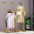 Clothing Racks - Metal Garment Racks for Retail Display Hanging Clothes, Heavy Duty Gold Commercial Clothing Display Rack with Wheels, FreeStanding Sturdy Clothes Organization (6 Arm,Gold)