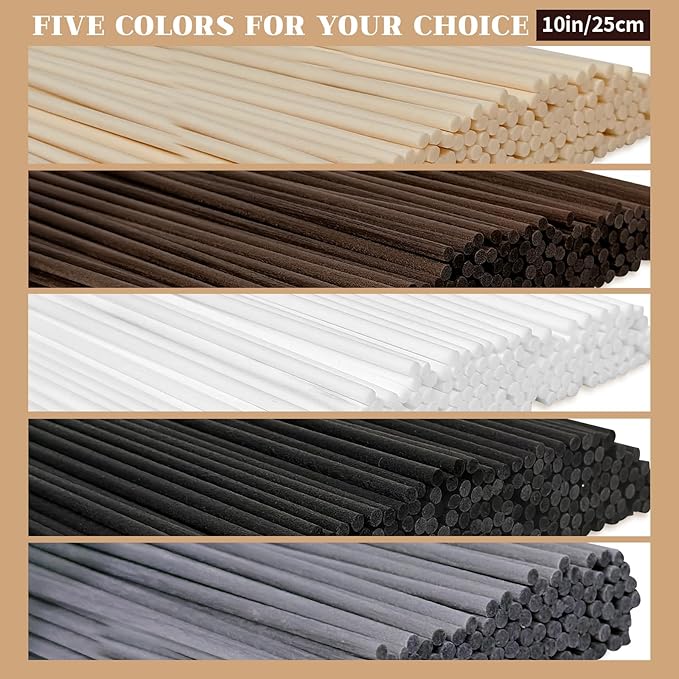 5 Mixed Colors 10inch Diffuser Replacement Sticks - 60Pcs Fiber Reed Fragrance Sticks Refill for Home and Bathroom - Rattan Essential Oil Sticks for Scented Diffuser