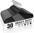 HOUSE DAY Heavy Duty Plastic Hangers 30 Pack, Non Slip Clothes Hangers with Rubber Pads and 360° Hook - Thin 0.2 Inch, Space Saving Coat Hanger Black, Closet Organizer for Shirt, Pants, Suit, Skirt