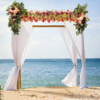 Firlar Artificial Wedding Arch Flowers Kit, 2 Pcs Decorative Floral Swag with Red Rose, Pink Peony and Eucalyptus Leaves Fake Peony Garland Wreath for Wedding Chair Party Ceremony Backdrop Decor