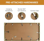 11x22 Aluminum Metal Picture Frame,Tempered Glass Gold Photo Frame 11x22 for Family Photo,Posters,Art,Document to Wall Mount Horizontally or Vertically