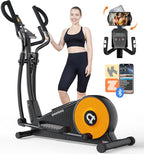 pooboo Elliptical Machine, Elliptical Exercise Machine with 16-Level Resistance&Quiet Magnetic Driving System, Elliptical Machine for Home with LCD Monitor,15.5-17IN Stride, 350LBS Weight Capacity