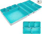 8pcs Drawer Organizers, Separators, Storage Box,Felt Storage Bins Inserts Tool Containers Toy Basket Shelf Cubes Foldable Drawer Dividers Desk Organisers- Blue&Grey