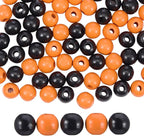 Equsion Seasonal Wooden Bead Garland with Tassels, 3.3 ft Holiday Vintage Boho Bead Garland Easter Tray Decoration, Vase Wall Room Art Birthday Party Decoration(Black, Orange)