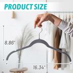 Premium Velvet Shirt Hangers 30 Pack, Space-Saving Non-Slip Felt Hanger with 360° Swivel Hook, Slim Flocked Hangers for Strappy Dresses, Blouses, Tank Tops(Grey)
