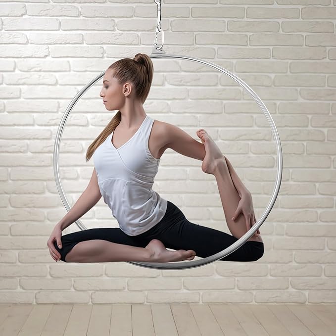 Aerial Hoop Stainless Steel 85/90 CM Lyra Hoop with Rigging Hardware Kit Professional Yoga Aerial Lyra Hoop Set for Fitness, Dance, Performance, 115kg/253lbs Capacity (85cm/33.46inch)