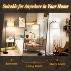 ROTTOGOON Floor Lamp for Living Room with 3 Color Temperatures LED Bulb, Standing Lamp Tall Industrial Floor Lamp Reading for Bedroom, Office (9W LED Bulb, Beige Lampshade Included) -Black