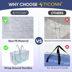TICONN 4 Pack Extra Large Moving Bags Heavy Duty with Zippers & Carrying Handles, Durable Storage Bags Moving Boxes for Closet Organizers and Storage (4 Pack, Light Grey)