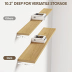 Vivelove 10" Deep Floating Shelves with Invisible Brackets, 47" Wall Shelves for Bathroom Bedroom Kitchen Living Room Laundry Room, Modern Rustic Shelves for Home Decor, 47.2"x10.2"x1.5"Set of 2, Oak