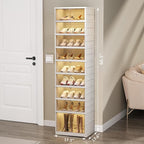 Shoe Rack Organizer for Closet Entryway 9 Tiers-18 Pairs Foldable Sneaker Storage Shoe, Collapsible Shoe Cabinet with Doors, Stackable Shoe Storage Cabinet with Lids for Living Room