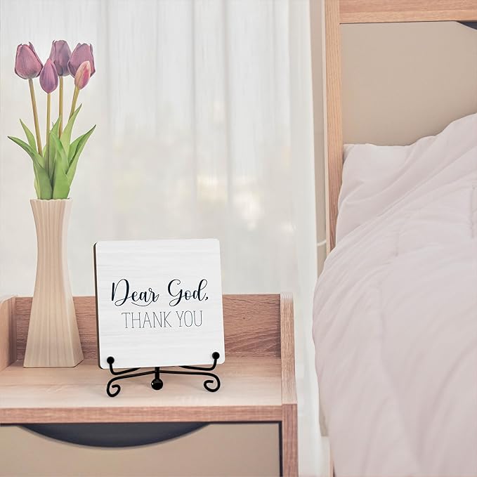 Modern Farmhouse Decor, Home Decor For Living Room, Boho Chic Aesthetic Shelf Decorations, Christian Dear God Sign, Farm House Entryway Tv Stand Fireplace Coffee Table Decoration (08)