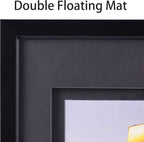 Yaetm 8x10 Double Floating Mat Picture Frame Set of 4, Display Picture 5x7 with black Double Mat, Polished High Definition Real Glass, Tabletop & Wall Mounting Photo Frames, Black