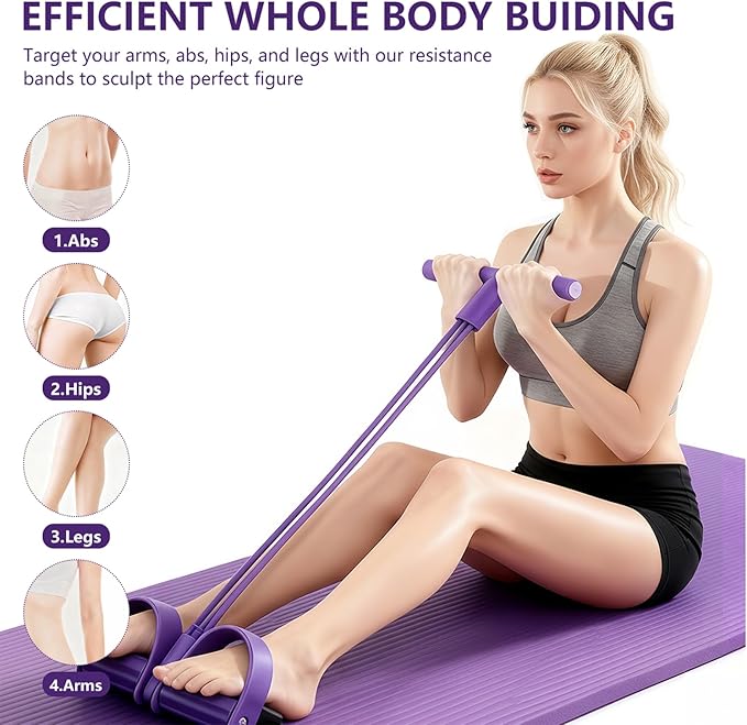 21 Fitness Resistance Bands-6 Tube Pedal Ankle Puller, Pedal Resistance Band with Handle, Natural Latex Fitness Bands, Multifunction Tension Rope for Abdomen, Waist, Arm, Leg Stretching Training