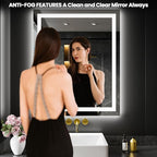LOAAO 20X28 LED Bathroom Mirror with Lights, Anti-Fog, Dimmable, Backlit + Front Lit, Lighted Bathroom Vanity Mirror for Wall, Memory Function, Tempered Glass, Shatter-Proof, ETL Listed