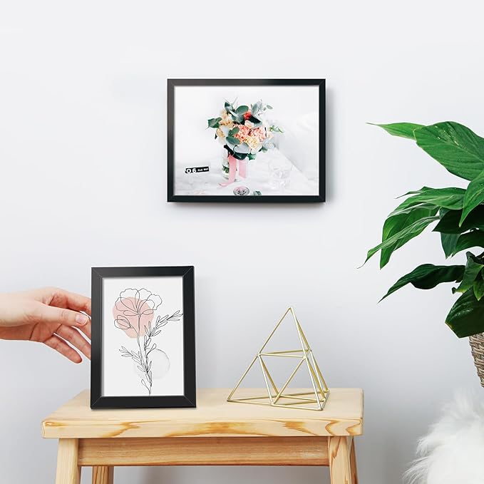 LaVie Home 8.5x11 Picture Frame Black Set of 10, Display 6x8 with Mat or 8.5 x 11 Without Mat Picture, Photo Frame Collage for Wall Gallery or Table Deco, Hanging or Tabletop Display