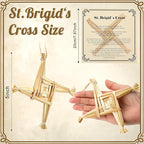 Bucherry St. Brigid's Wall Cross Decor Irish Gift Cross with History Card for Irish Blessing Gift for Celtic Imbolc Decor(Classic Style,5 in,Straw Color)