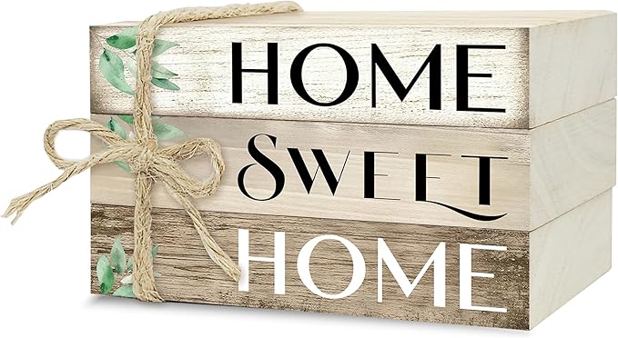 Mini Decorative Books For Home Decor, Small Wood Book Stack For Table Decor, Home Decor Book For Living Room Mantel, Farmhouse Stacked Books Decorative（L37）