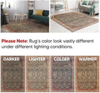 Keen Home Design 8x10 Rug - Machine Washable Area Rug with Non-Slip Backing, Ideal for Living Room, Dining Room, Bedroom - Vintage, Easy Clean, Durable, Low Pile Rug - (8' x 10')