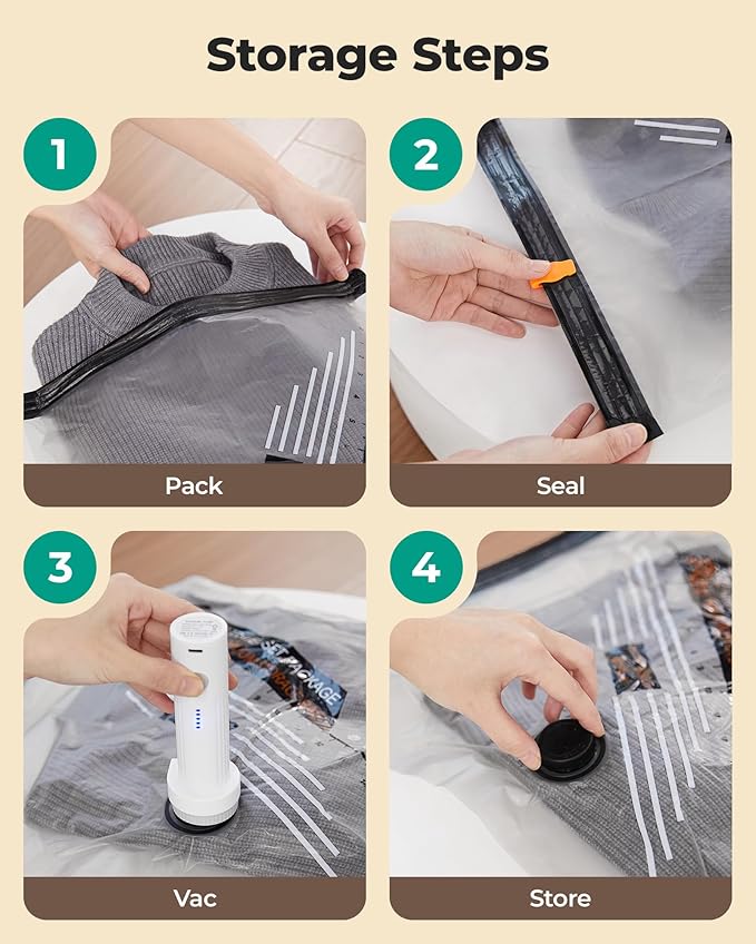 BAGSMART Rechargeable Wireless Pump Travel Storage Bags Set, Portable Space Saver Bags for Travel & Home, Vacuum Compression Seal Bag for Clothing- 18 combo bags