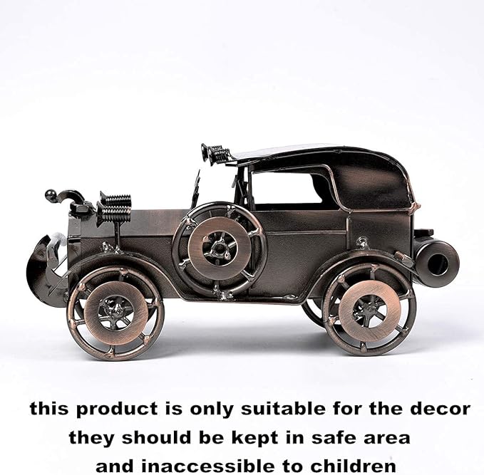 Metal Antique Vintage Car Model Handcrafted Collections Collectible Vehicle for Bar or Home Decor Decoration Great Birthday Gift Bronze Classic Car Model, Large
