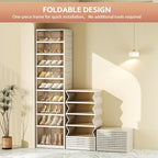 Shoe Rack Organizer for Closet Entryway 9 Tiers-18 Pairs Foldable Sneaker Storage Shoe, Collapsible Shoe Cabinet with Doors, Stackable Shoe Storage Cabinet with Lids for Living Room