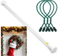 Leinuosen Christmas Front Door Garland Hanger 43-74 Inch Adjustable Christmas Wreath Hanger Stainless Steel Retractable Rod with 3 Green Tie Ropes No Nail Screw No Damage for Xmas DIY Hanging (White)