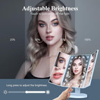HUONUL Makeup Mirror, Vanity Mirror with Lights, 2X/3X/10X Magnification, Touch Control, Trifold, Dual Power Supply, Birthday Gifts for Women, Wife, Mom, Girls,Dorm Room Essentials