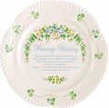 Belleek Classic Marriage Blessing 8.8-Inch Decorative Plate, Handcrafted Parian China Shamrock Irish Decor, White