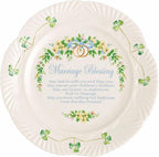 Belleek Classic Marriage Blessing 8.8-Inch Decorative Plate, Handcrafted Parian China Shamrock Irish Decor, White