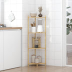 Wisuce Corner Shelf Stand - 4 Tier Bamboo Small Corner Bookshelf for Office Kitchen Bedroom Plant Stand Living Room Decor Small Space (Nature)