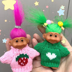 Retro Vintage Lucky Troll Dolls Assorted Hair Colors Chromatic Adorable for Collections, School Project, Arts and Crafts, Party Favors (Pink)