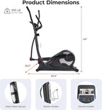 Sunny Health & Fitness Elliptical Machine with Extended Stride, Ultra Quiet 300 lbs Capacity Cross Training Cardio Fully Body Exercise for Home, Sunny Fit App Access, Optional 12" or 16" Stride Length