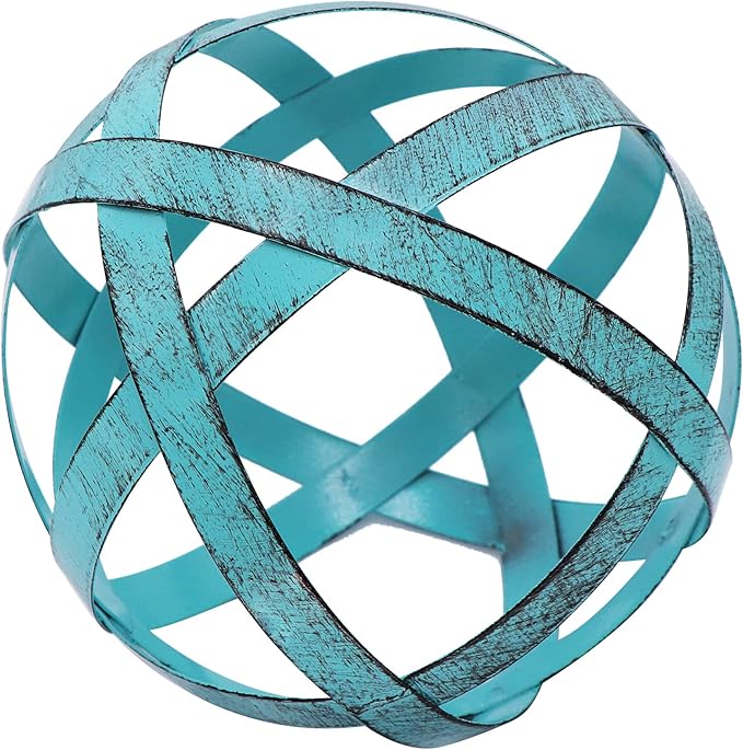 Kesywale Decorative Sphere Metal Band Ball Orbs Decorative Balls Home Decor Accents Tabletop Decorations for Living Room, Kitchen, Bedroom Centerpiece for Dining Room Coffee Table, Side Tables (Blue)