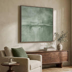 Large Framed Green Abstract Wall Art, Modern Minimalist Sage Green Canvas Prints Artwork for Walls, Contemporary Square Pictures for Living Room Bedroom Dining Room Hallway Office Wall Decor, 36x36 In