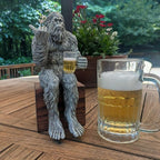 John Bernard & Company Party Bigfoot Male Hang Loose Beer Drinking Decorative Sasquatch Yeti Statue/Figurine 10 Inch H Shelf Sitter Figurine (Stone Gray)
