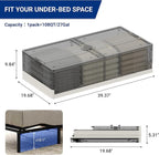 FLEXIMOUNTS 3-Pack Under Bed Storage with Wheels, 108 QT Large Collapsible & Stackable Containers, Foldable Organizer Bins for Blankets, Shoes, Books, Bedroom Closet