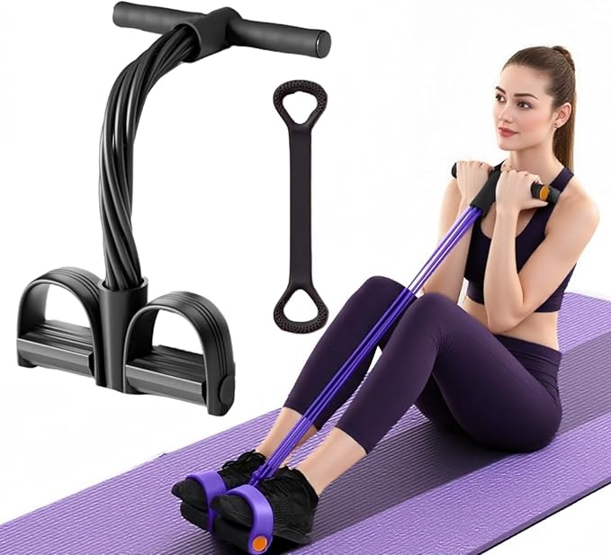 Resistance Bands for Exercise,6-Tube Elastic Yoga Pedal Puller Resistance Band, Natural Latex Tension Rope Fitness Equipment, for Abdomen/Waist/Arm/Leg Stretching Slimming Training